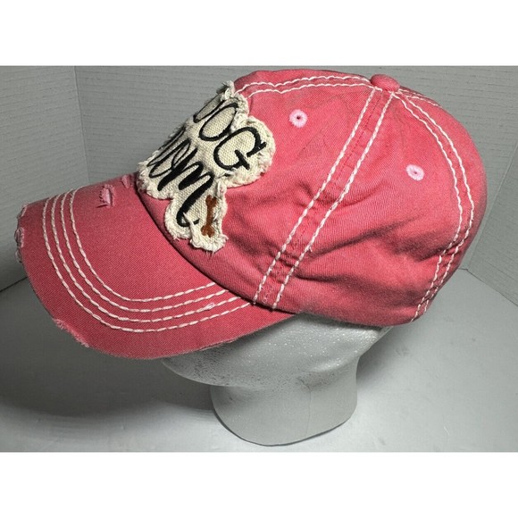 Dog Mom Hat Women’s Pink Adjustable StrapBack Rip Distressed Pet Dog Lover’s Cap - Picture 2 of 7